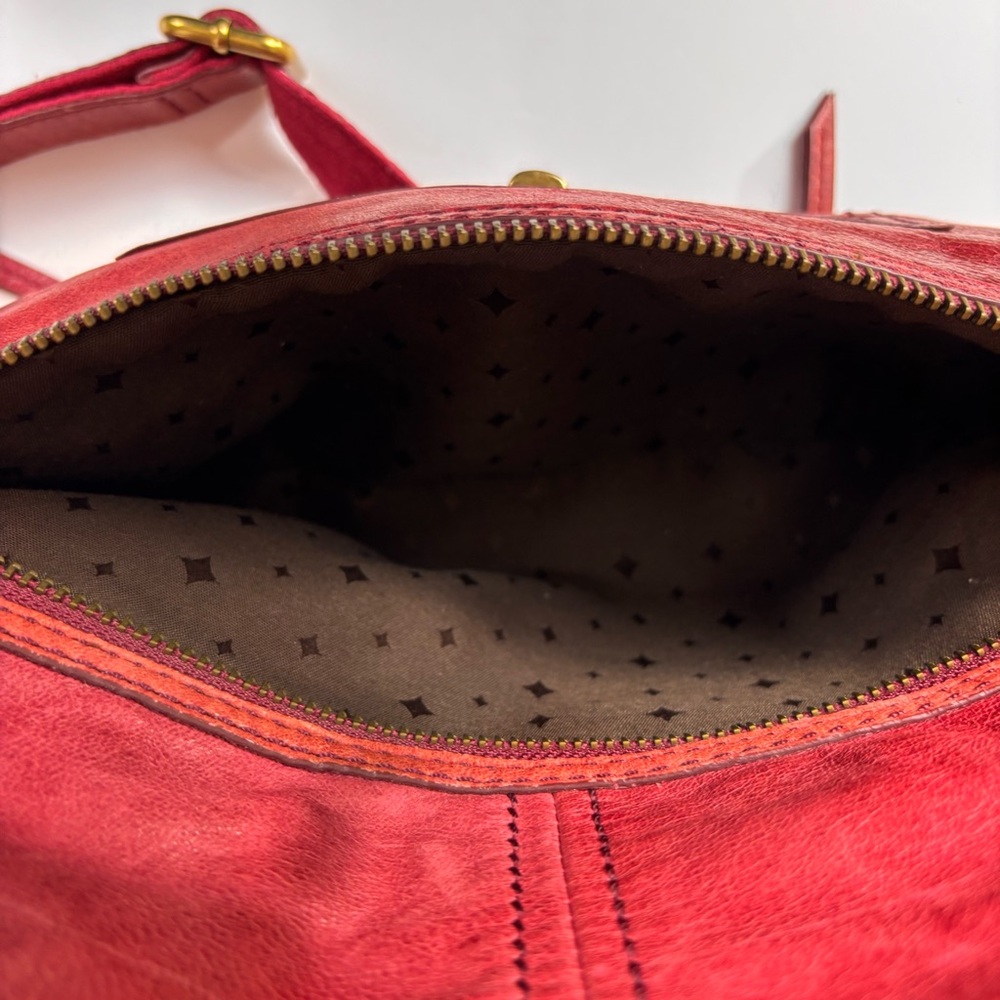 Fossil 2-Pc Set Leather Crossbody Purse Leather Organizer Clutch Wallet Red - Picture 5 of 15